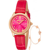 Just Cavalli ladies pink leather watch and bracelet set, UK version