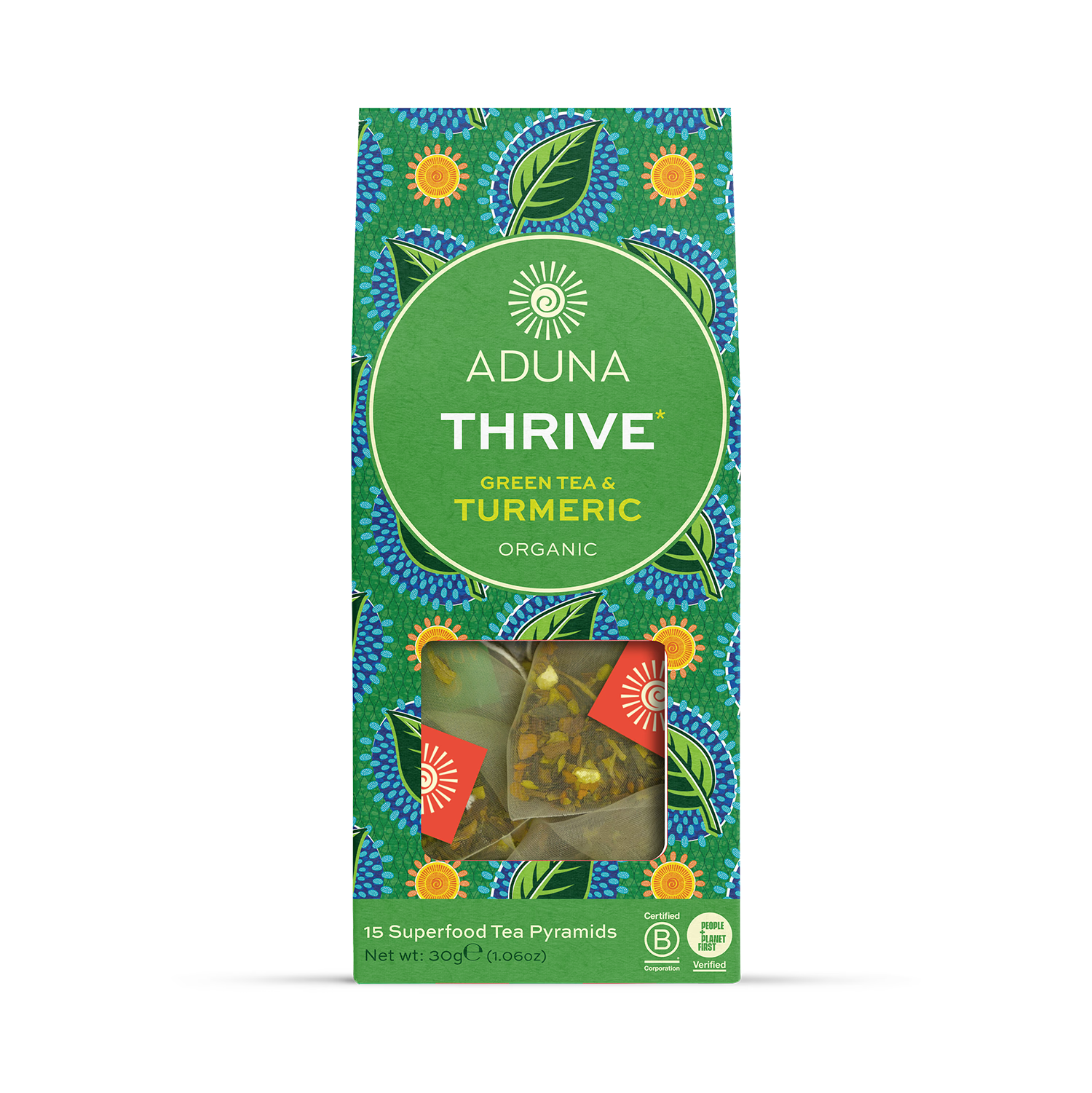 Aduna Thrive superfood green tea 15 tea bags - British product