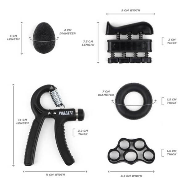 Phoenix Fitness 5-piece hand grip set - British product