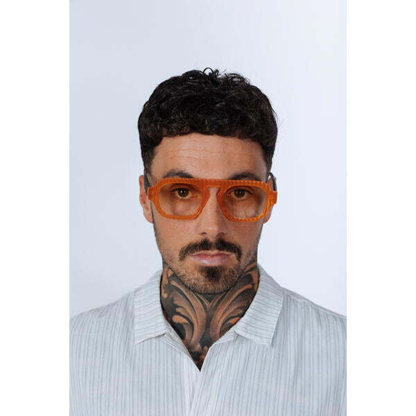 SVNX Retro Ribbed Navigator sunglasses orange grey (British brand)