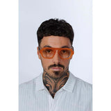 SVNX Retro Ribbed Navigator sunglasses orange grey (British brand)