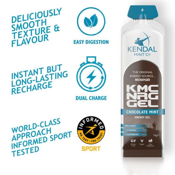 KMC NRG Gel Energy Gel Chocolate Mint - 12x70g GOODS Superdrug   