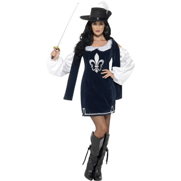 Smiffys musketeer female costume navy dress hat, UK version
