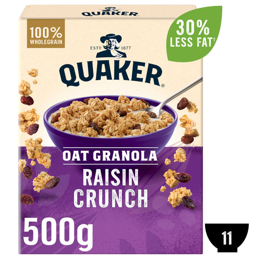 Quaker Oat Raisin Granola 500g cereals Sainsburys   