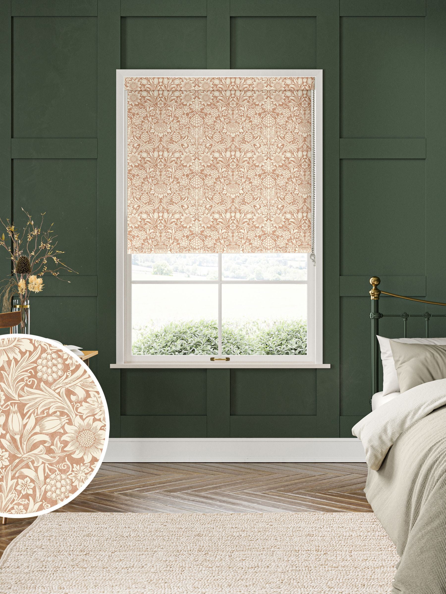William Morris At Home Orange Sunflower made to measure roller blind - British product