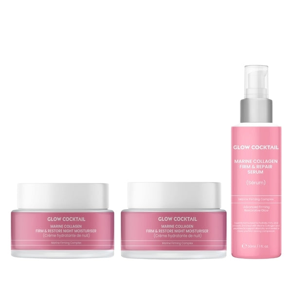 Glow skincare set serum and moisturisers 30ml 50ml - British product