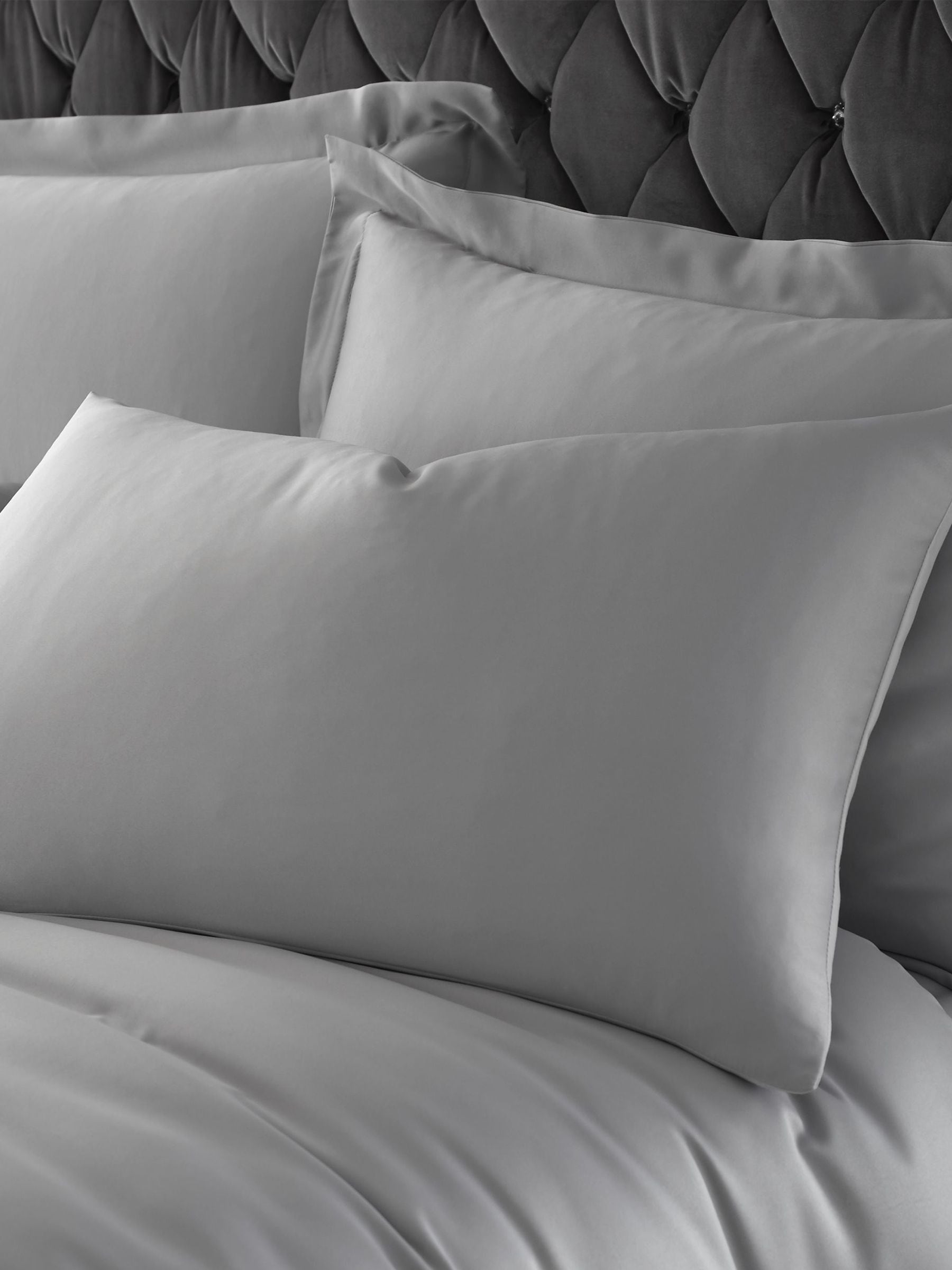 Catherine Lansfield Silver Silky Soft Satin Duvet Cover and Pillowcase Set