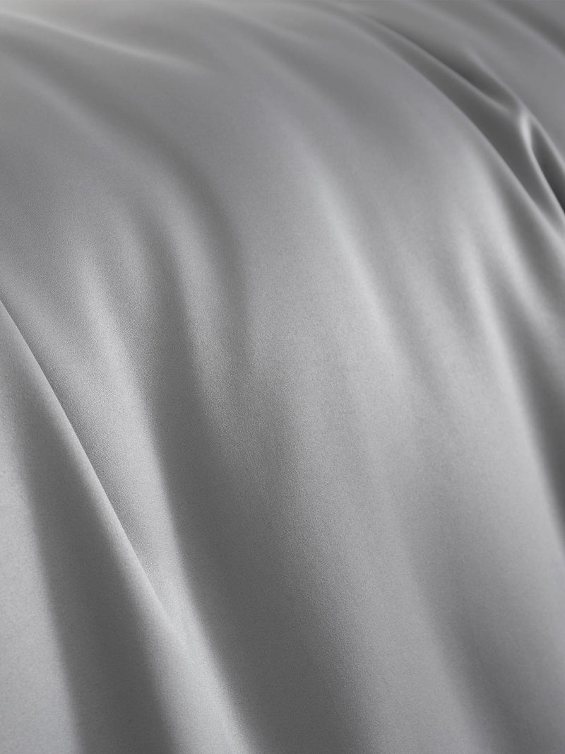 Catherine Lansfield Silver Silky Soft Satin Duvet Cover and Pillowcase Set