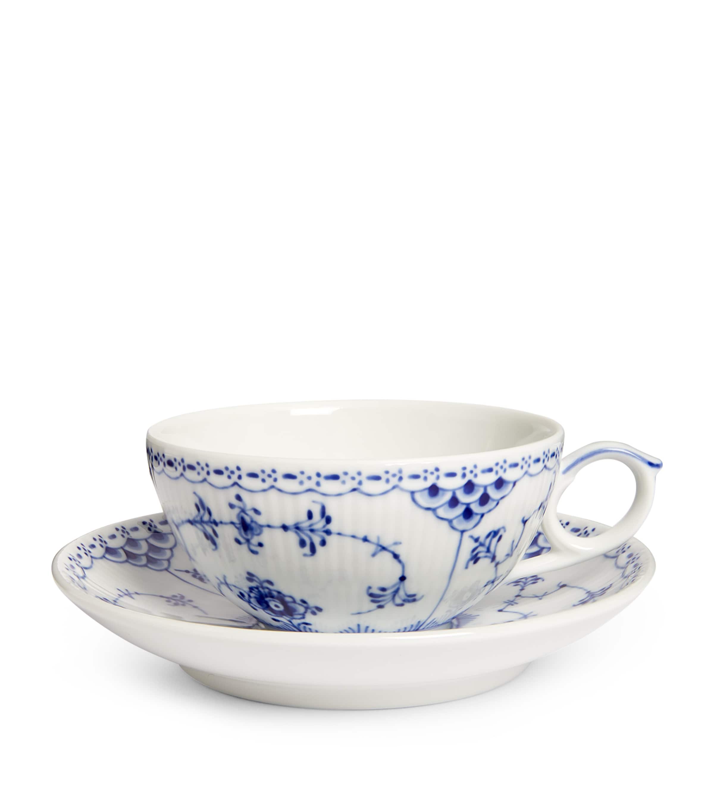 Royal Copenhagen Blue Fluted teacup and saucer, imported from the UK