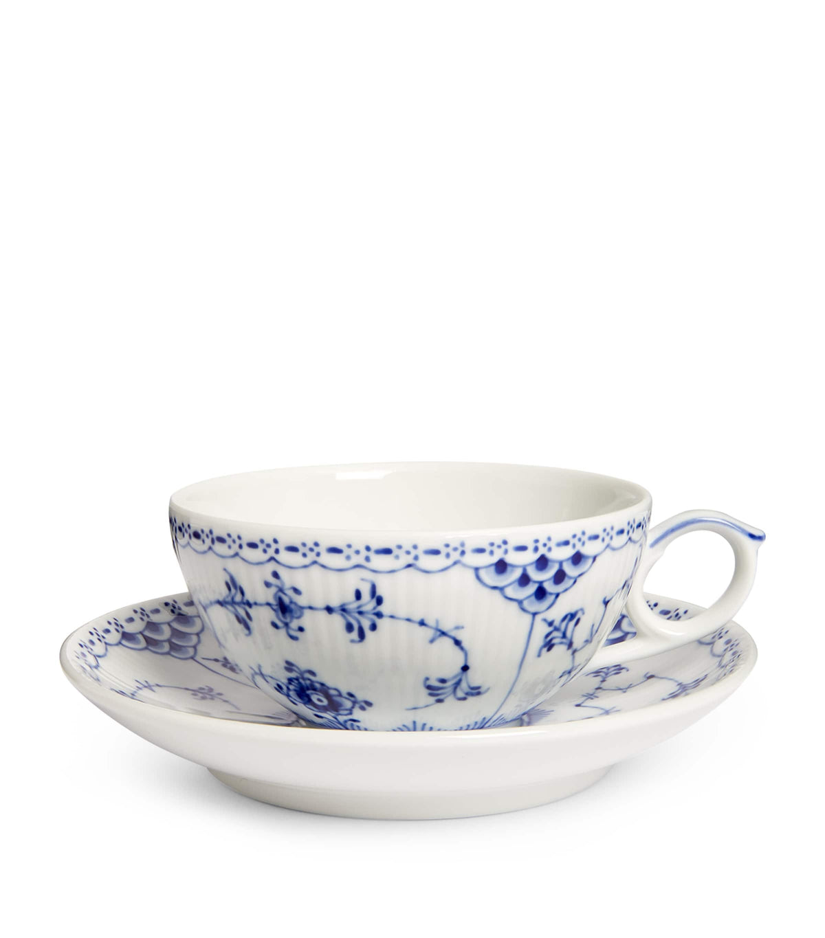 Royal Copenhagen Blue Fluted teacup and saucer, imported from the UK