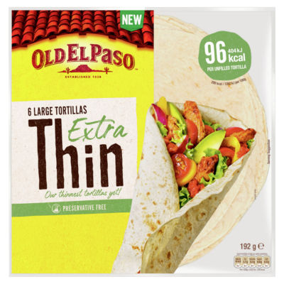 ASDA Old El Paso Extra Thin Flour Tortilla Wraps 6 Pack 192g- Buy online at McGrocer