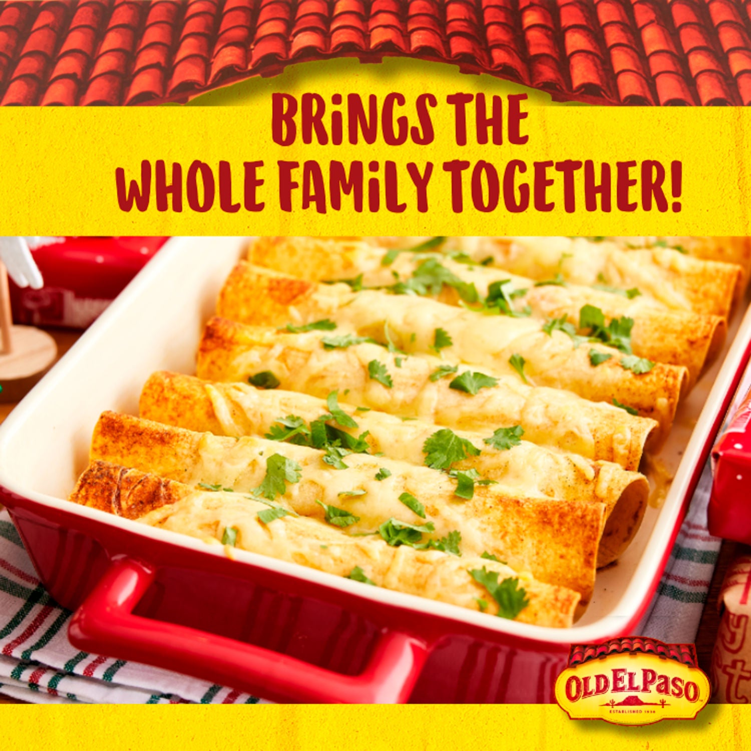 Old El Paso Cheesy Baked Enchilada Kit 995g, imported from the UK