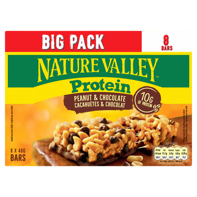 ASDA Nature Valley Protein Big Pack Peanut & Chocolate Cereal Bars 8 x 40g (320g)- Buy online at McGrocer