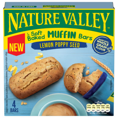 Nature Valley Muffin Bars Lemon Poppy Seed 4x30g (British brand)