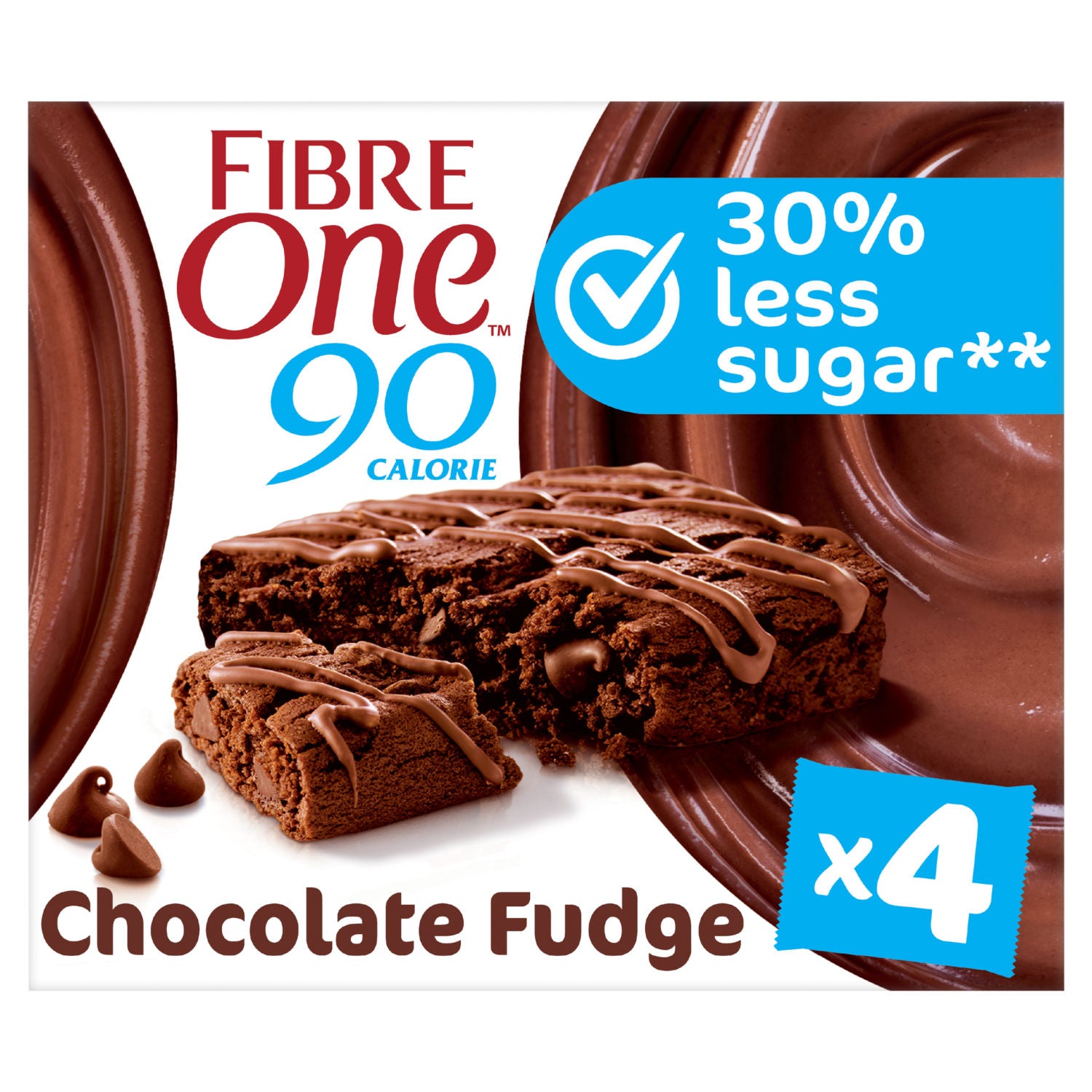 Fibre One chocolate fudge brownies 90 calorie 4 x 24g, UK version