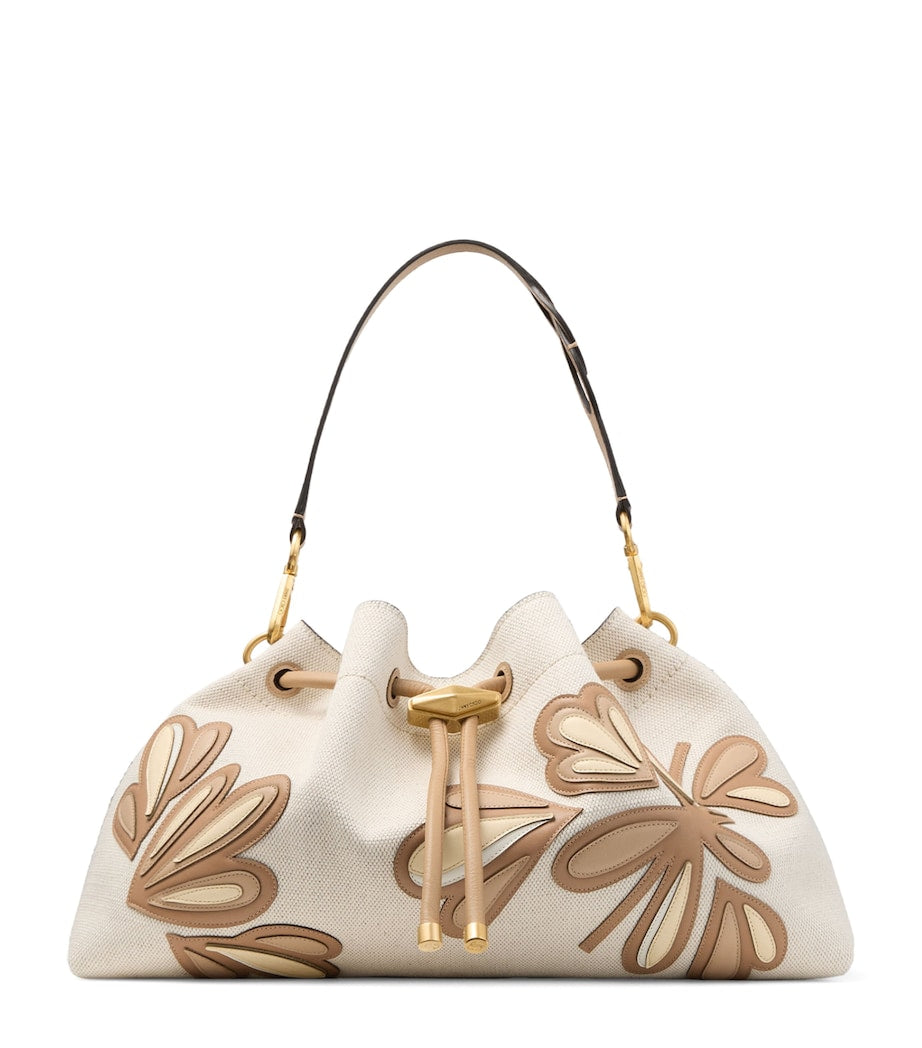 Jimmy Choo medium Cinch bucket bag in recycled canvas (British brand)
