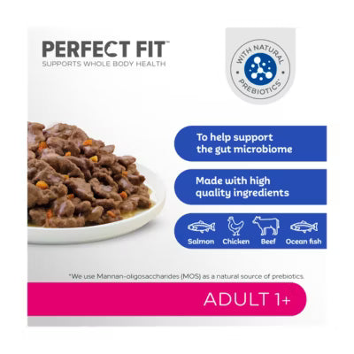 Perfect Fit mixed cat food pouches 12 x 85g, imported from the UK