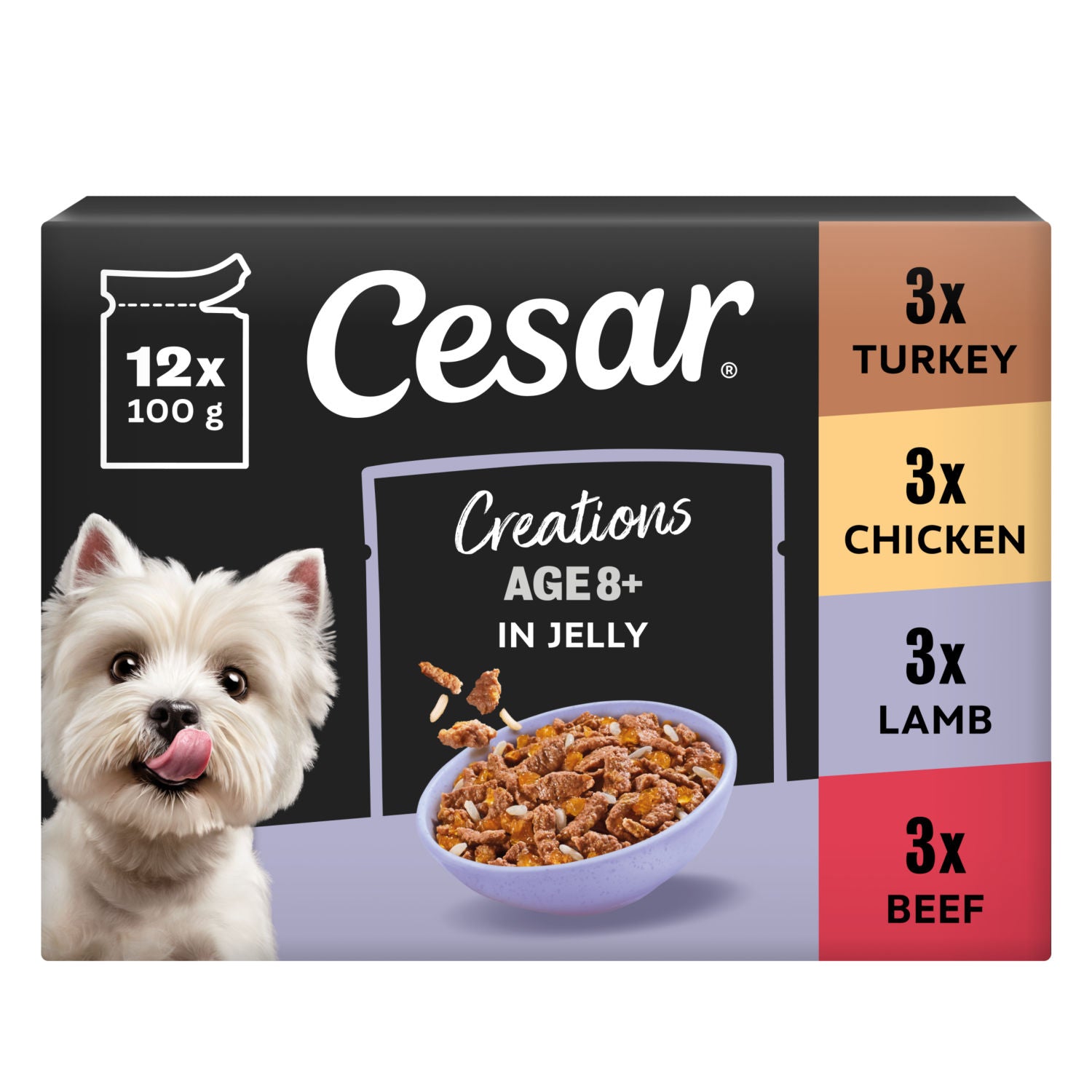 Cesar senior dog food pouches mixed selection 12x100g - British product