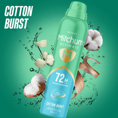 Mitchum women's cotton burst antiperspirant 250ml, imported from the UK