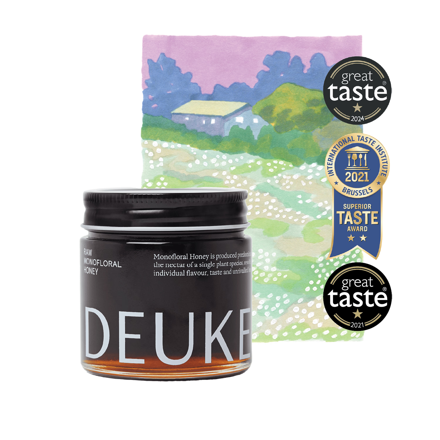 DEUKES raw monofloral buckwheat honey 250g (British brand)