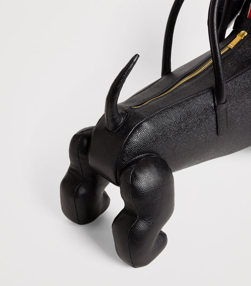 Thom Browne Leather Hector top-handle bag with dog shape, imported from the UK
