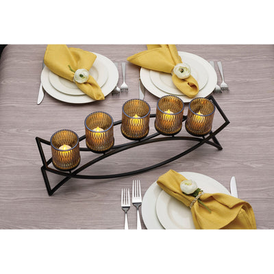Mikasa Double Arch Centrepiece with 5 Glass Candle Holders in 2 Colours Candle Holder
