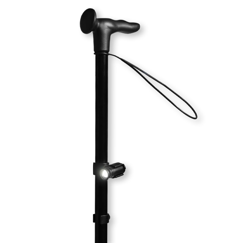 Cool Clip-On Torch LED mobility aid light for walking sticks, UK version