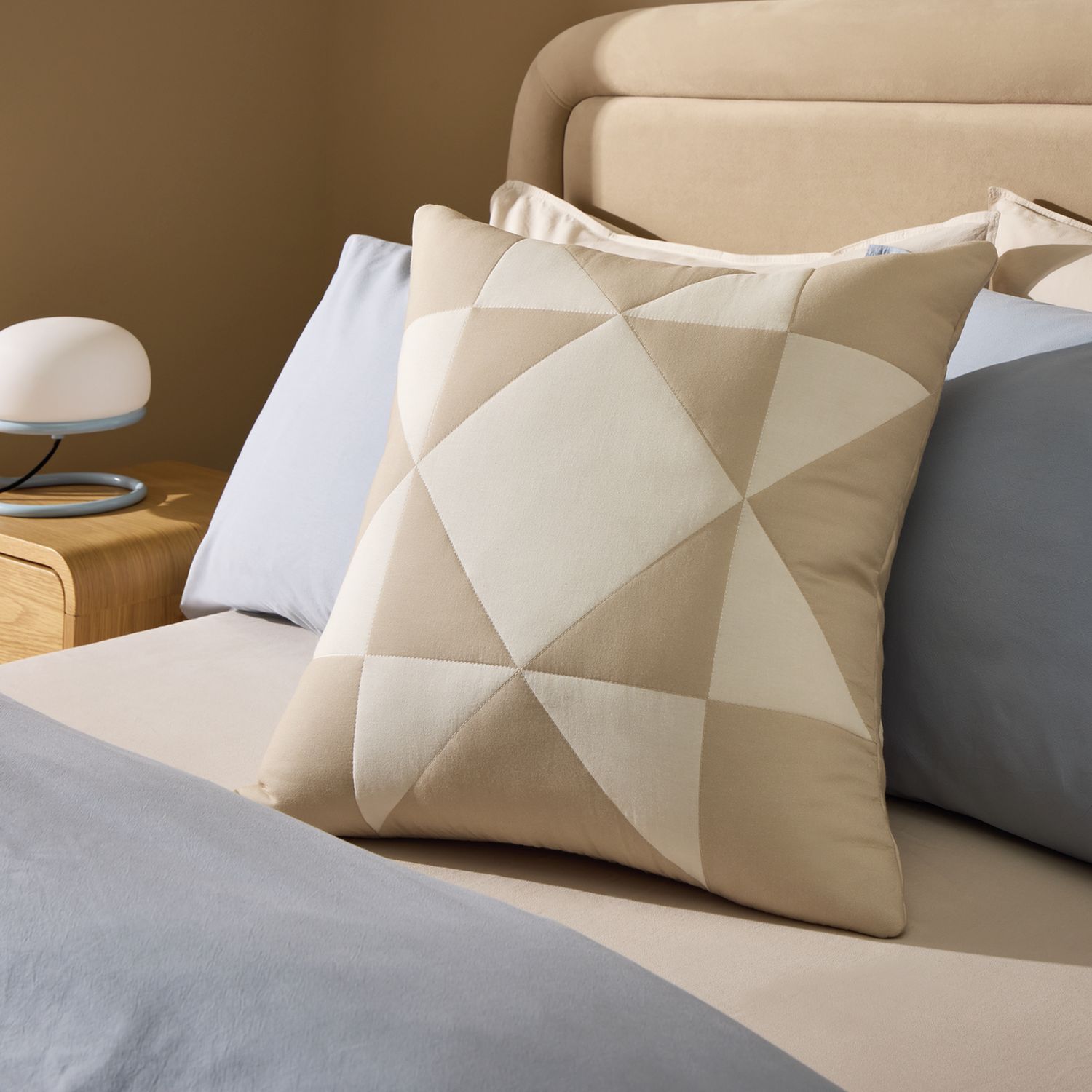 Habitat Quilted Motif Cushion Neutral - 50x50cm