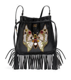 Valentino Garavani Nellcôte lambskin bucket bag with butterfly motif, imported from the UK