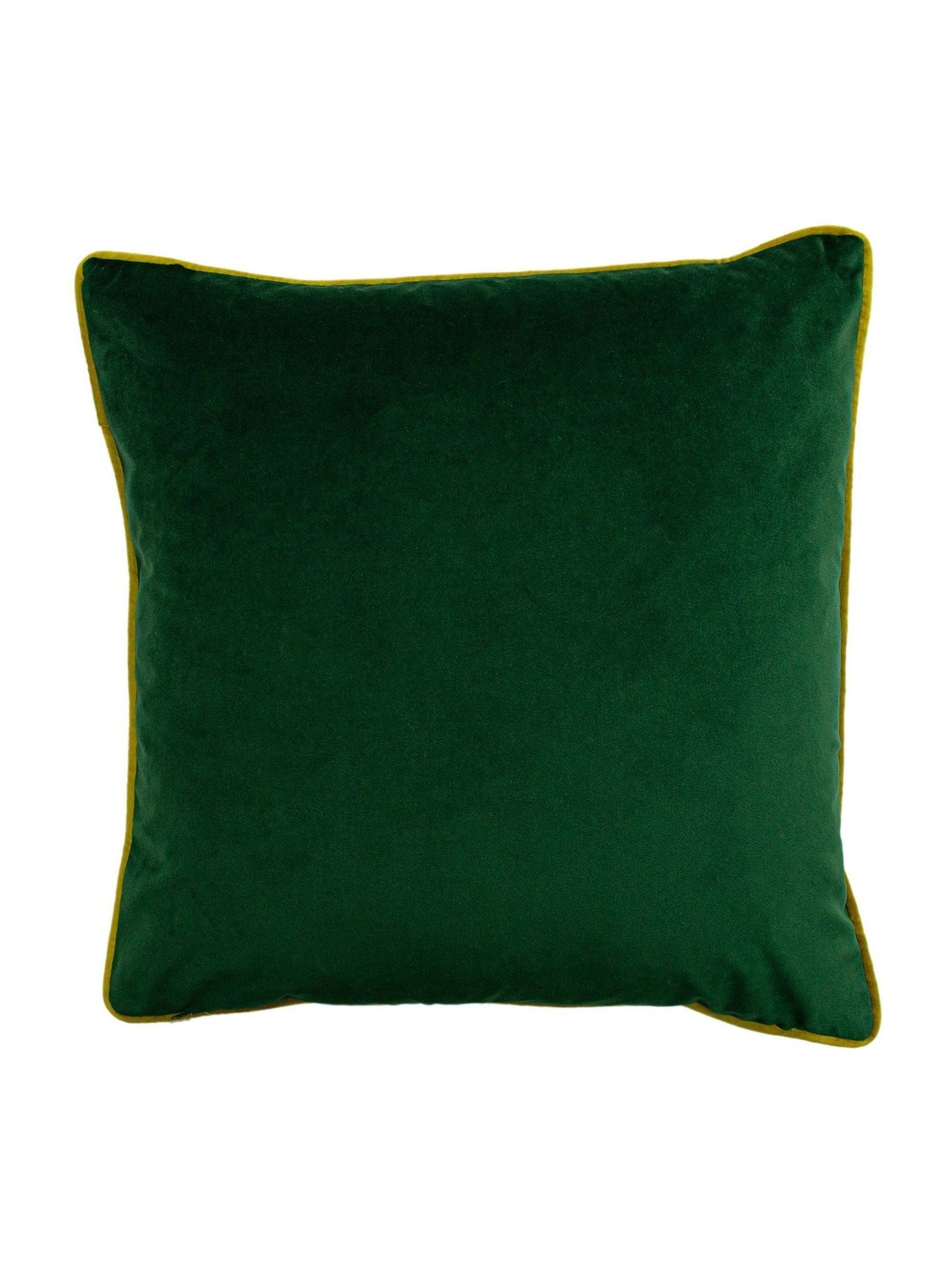 furn. emerald green cushion with gold fauna embroidery 50cm, UK version