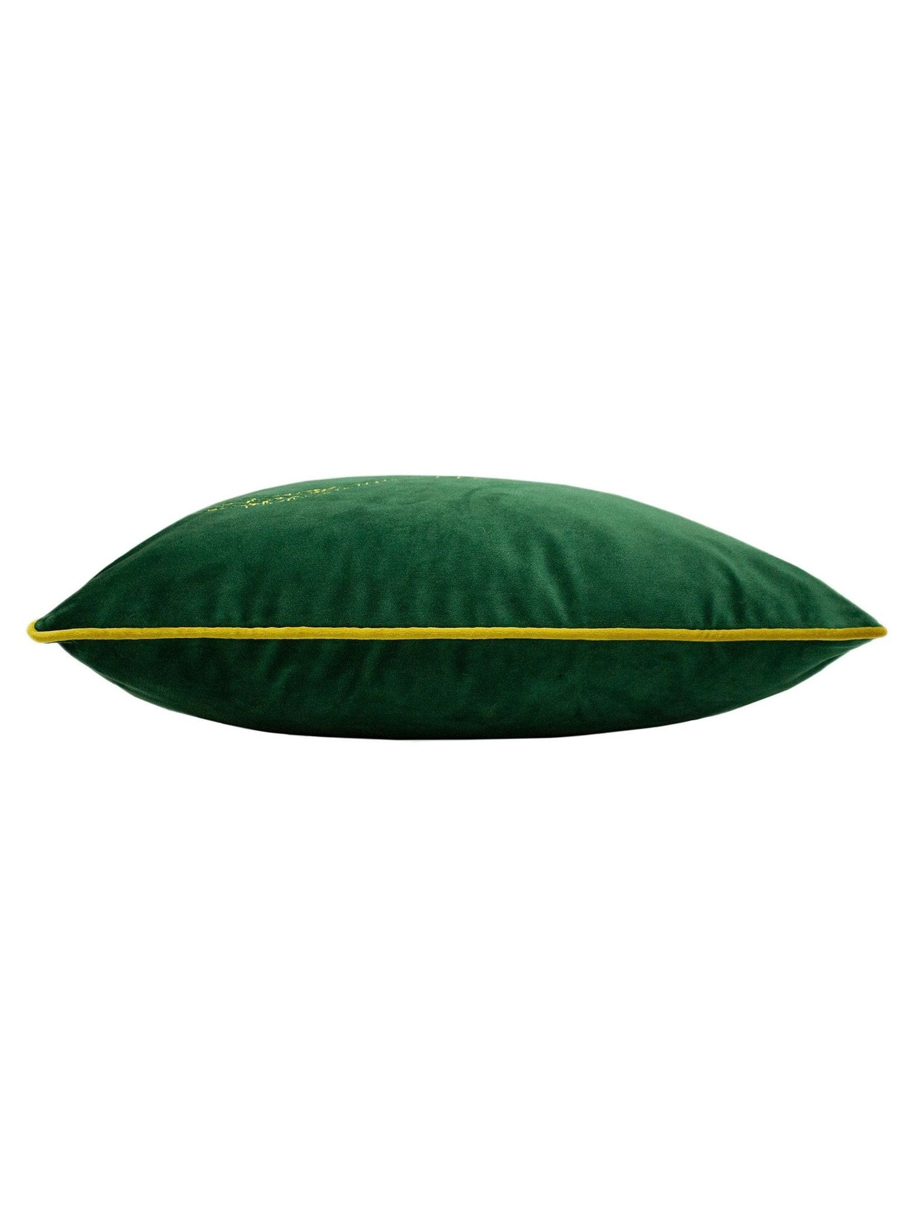 furn. emerald green cushion with gold fauna embroidery 50cm, UK version
