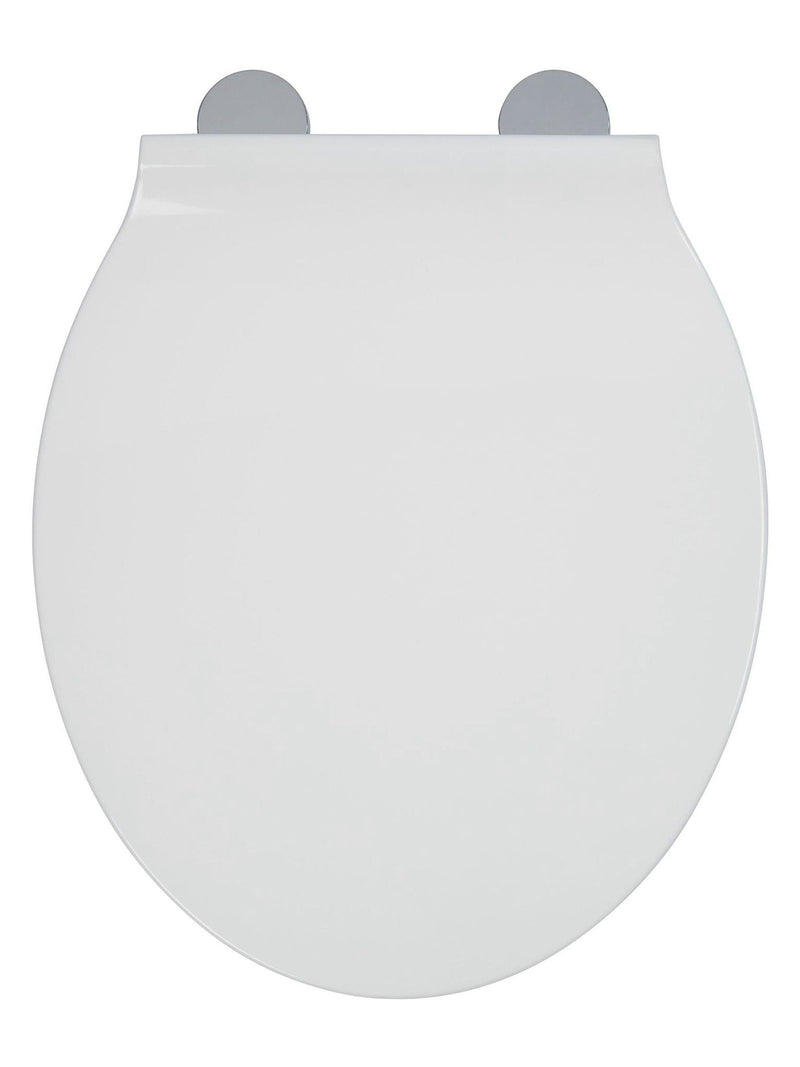 Durable White Toilet Seat with Adjustable Hinges and Anti-Bacterial Coating