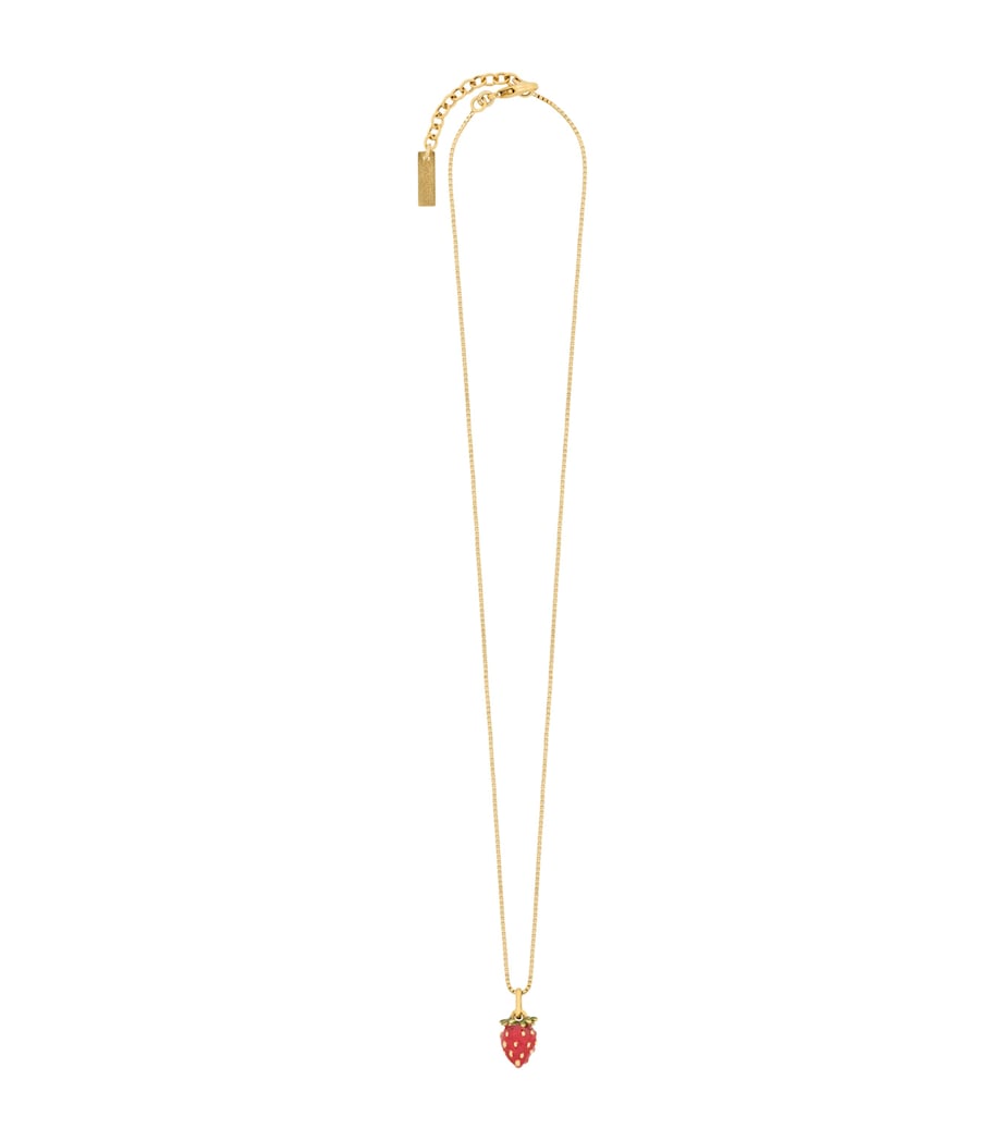 Saint Laurent enamelled strawberry necklace, imported from the UK