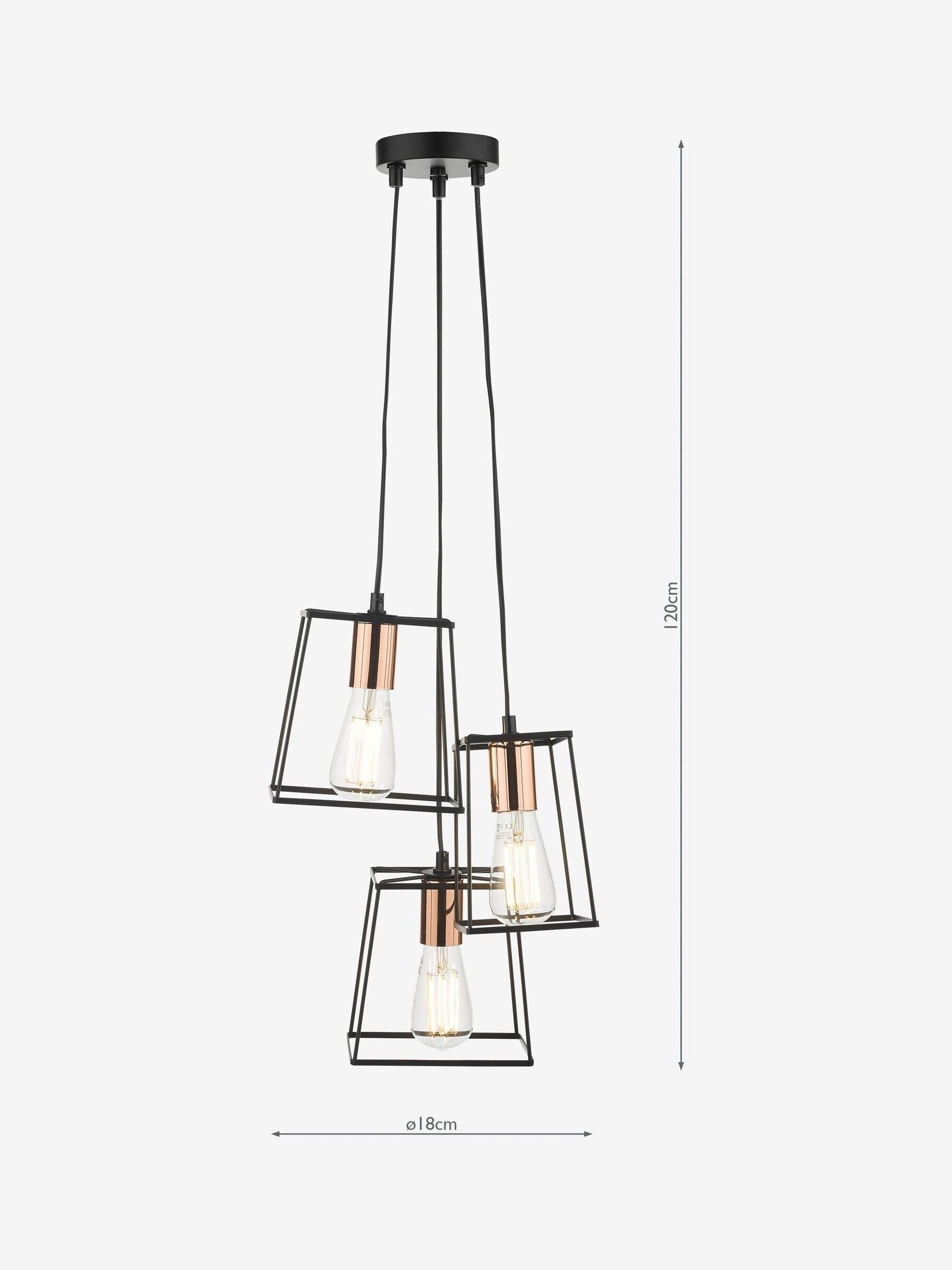 Dar Lighting Black Tower 3 light ceiling pendant - British brand