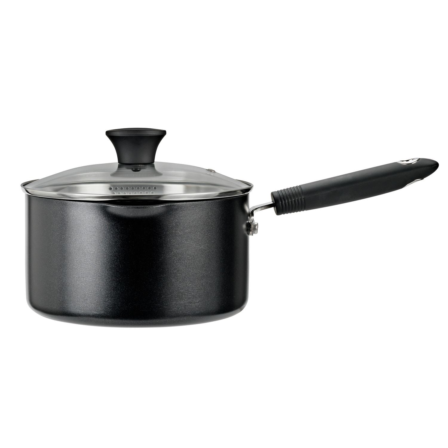 Habitat 20cm aluminium black lidded saucepan, imported from the UK