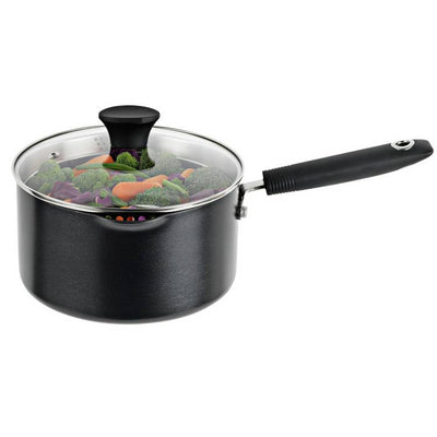 Argos Habitat 20cm Aluminium Black Lidded Saucepan with Non-Stick Coating- Buy online at McGrocer