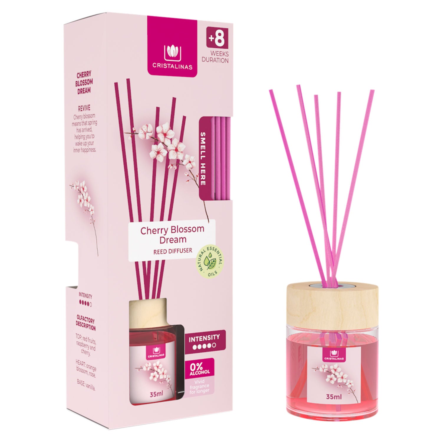 Cristalinas Cherry Blossom Dream reed diffuser, UK version
