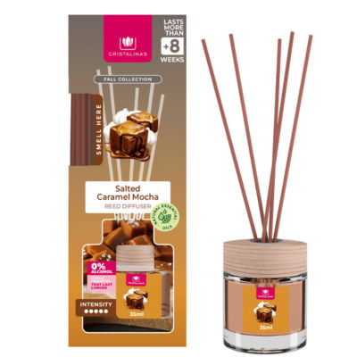 Cristalinas Salted Caramel Mocha reed diffuser 35ml - British product