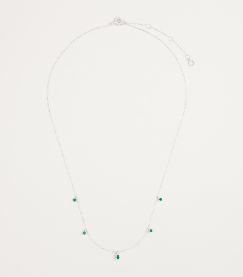 Astrid & Miyu white gold emerald charm necklace 39cm - British product
