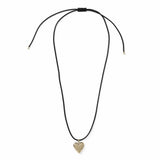 Revere gold heart pendant necklace with black cord, imported from the UK
