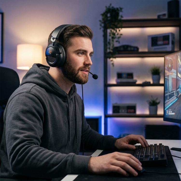 Deltaco DH120 wired gaming headset black (British brand)