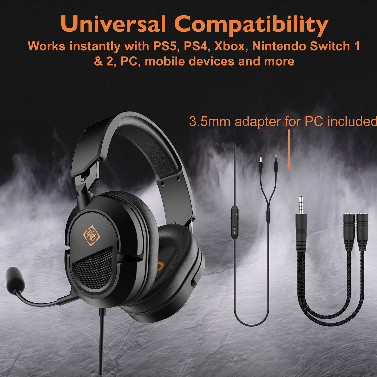 Deltaco DH120 wired gaming headset black (British brand)