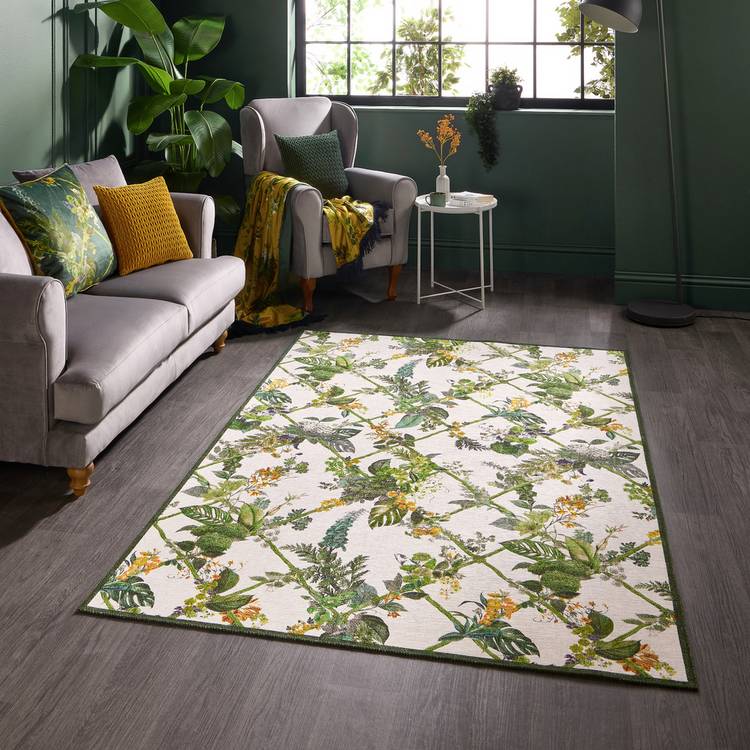 Laurence Llewelyn Bowen Cotswold Fantasia white flatweave runner 61x230cm (British brand)