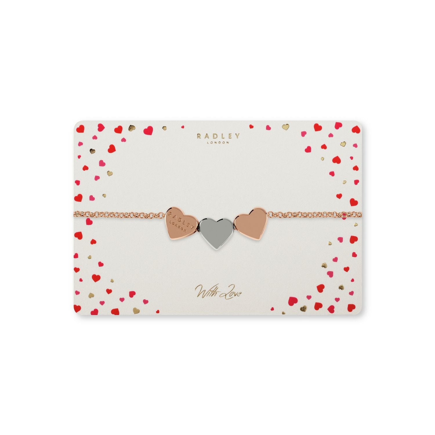 Radley heart charm bracelet rose gold and silver plated, UK version