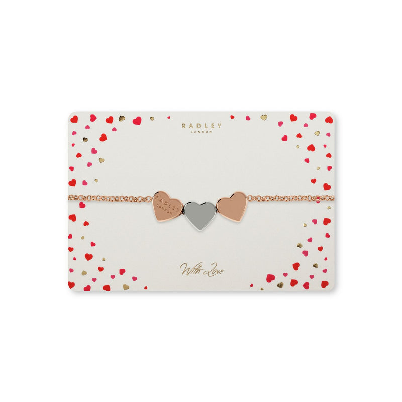 Radley heart charm bracelet rose gold and silver plated, UK version