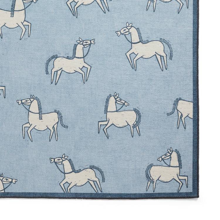 Scion Canter Mist Blue flatweave rug 76x150cm, imported from the UK