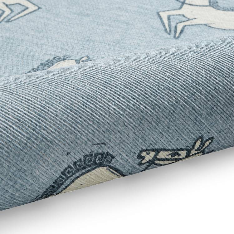 Scion Canter Mist Blue flatweave rug 76x150cm, imported from the UK