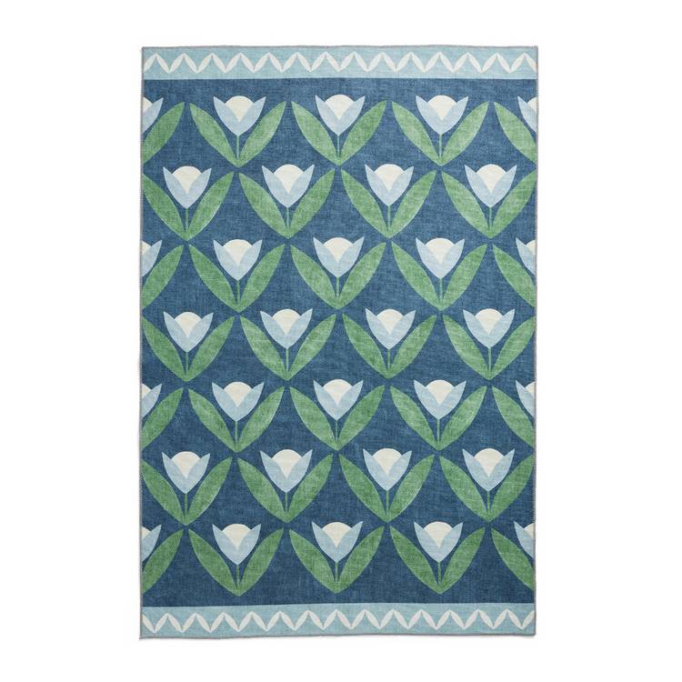 Scion Tulip Trellis flatweave rug midnight blue 120x170cm British product