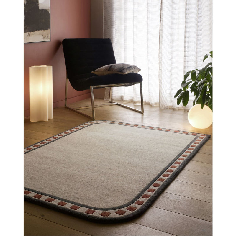 Origin Borderline White Wool  Rug - 160x230cm