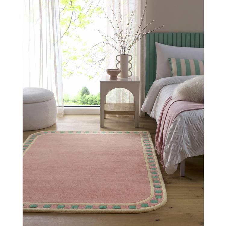 Origin pink wool short pile rug 120x170cm (British brand)